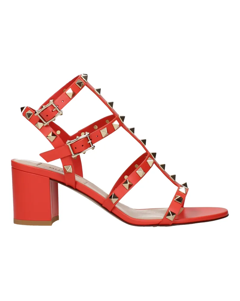 Valentino Garavani Rockstud Sandalen Damens Leder in Orange/Mandarine -