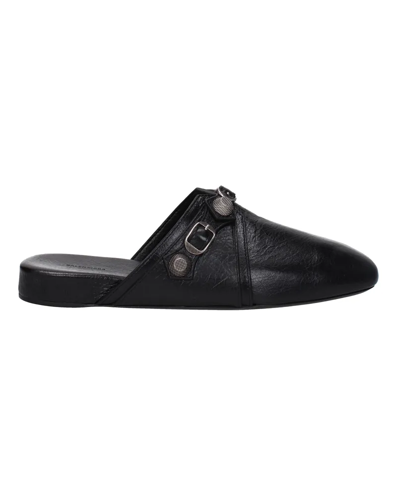 Balenciaga Hausschuhe und Hufe gemütlicher Cagole Man Leder schwarz -