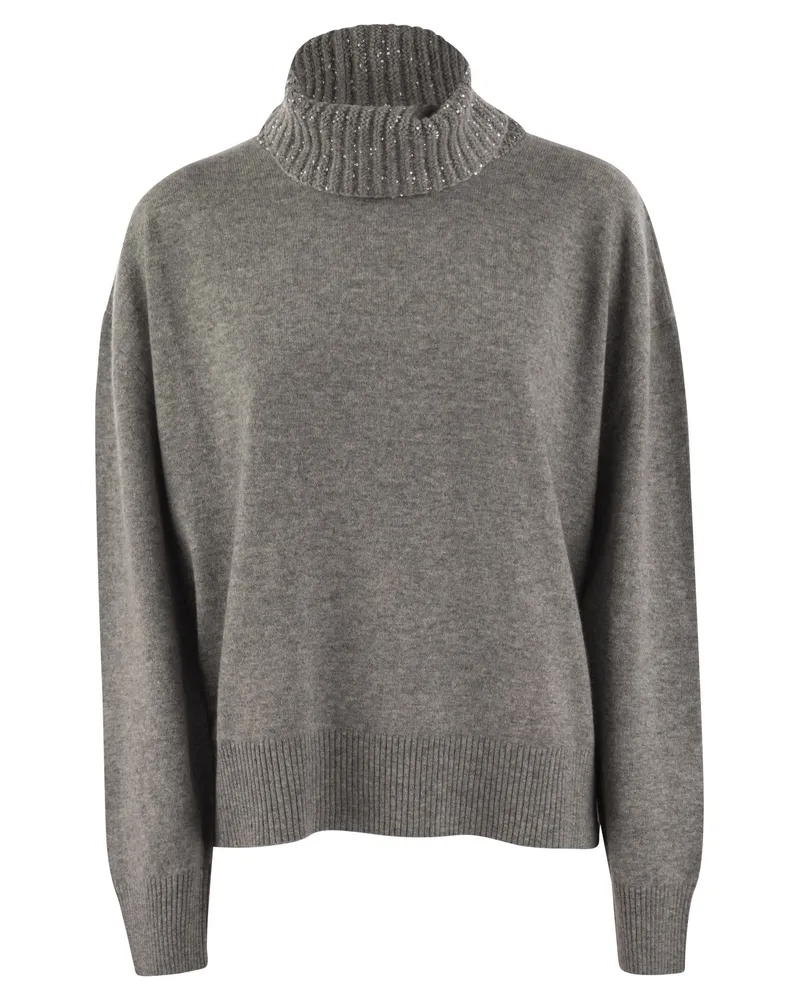 Fabiana Filippi Rollkragenpullover in Wolle, Seide und Kaschmir Grey