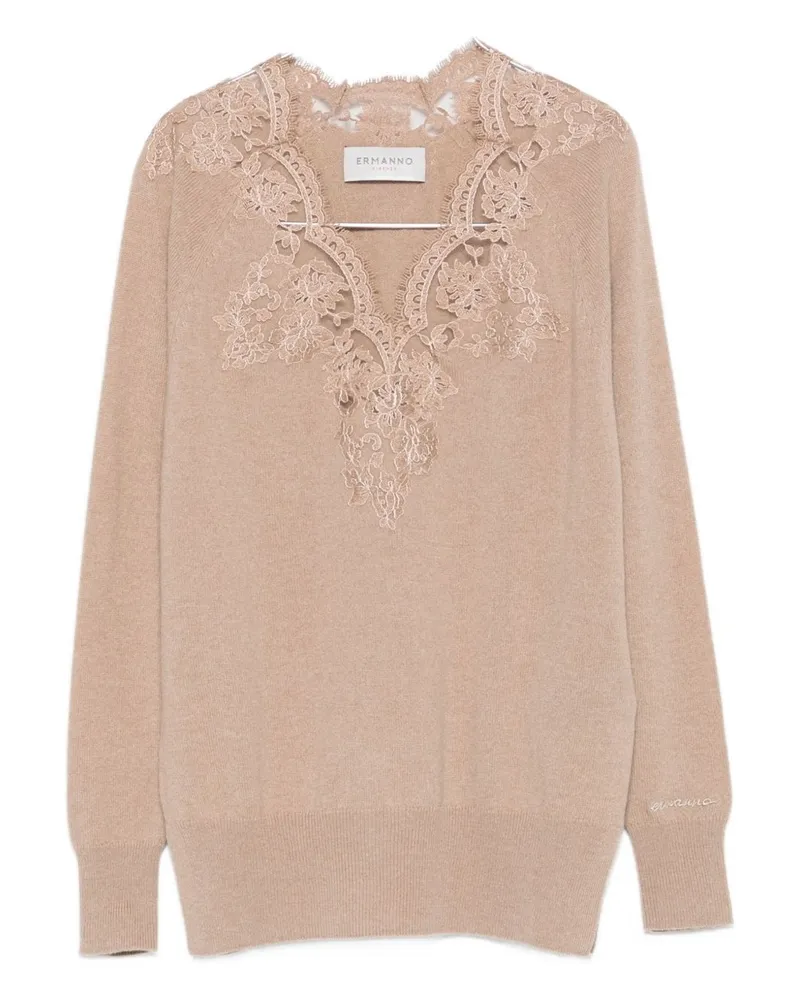 Ermanno Scervino bestickter V -Nackenpullover Dove