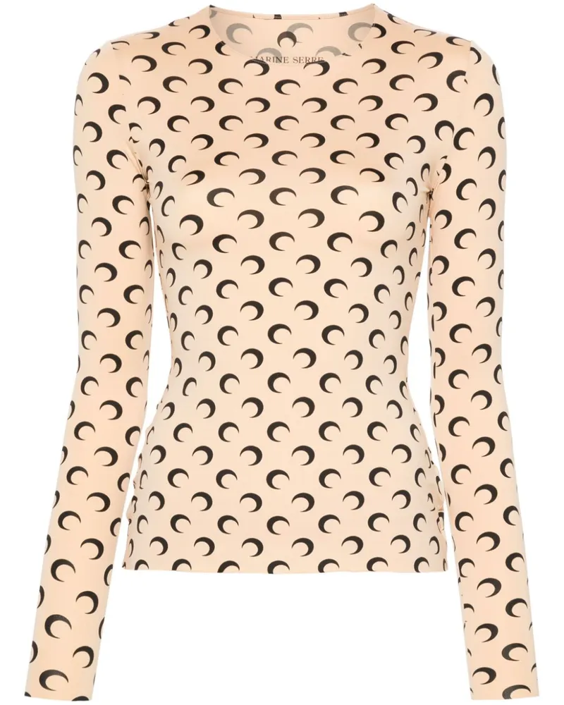 Marine Serre Moon Druck zweiter Hauttop Beige