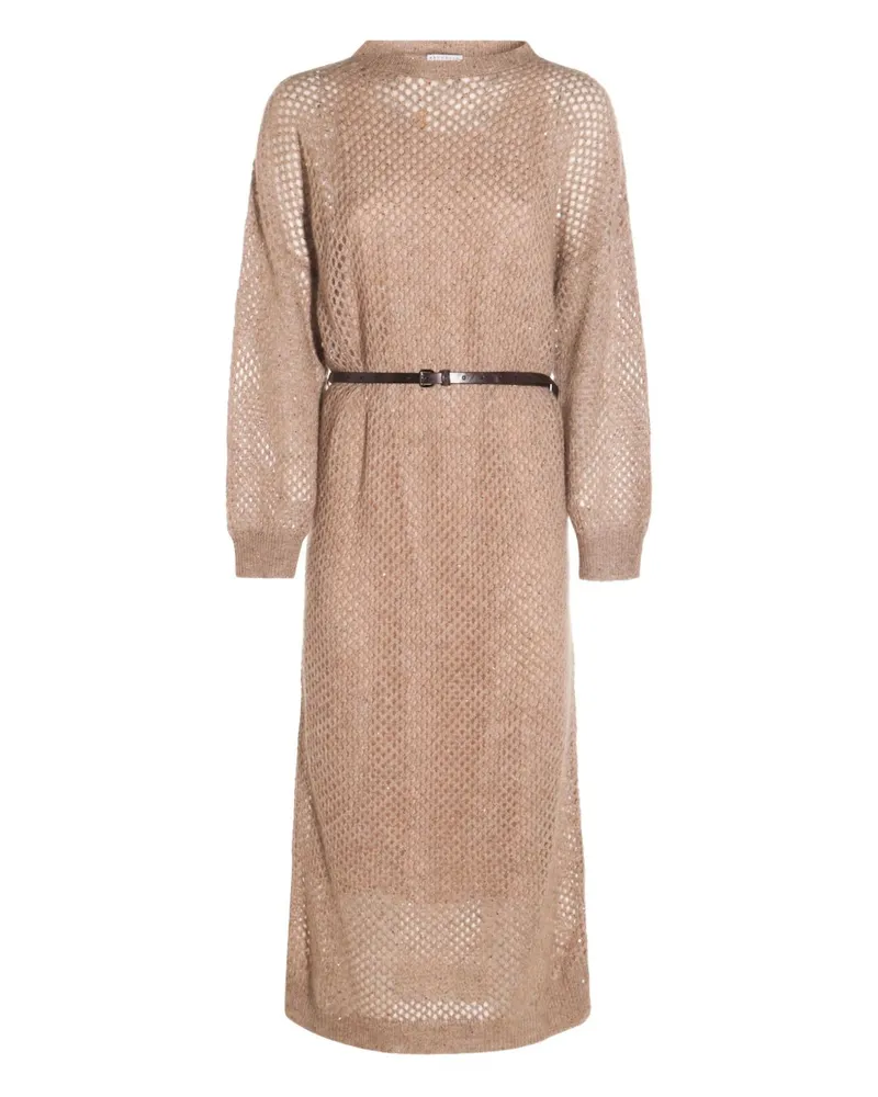 Brunello Cucinelli Wolle langes Kleid Brown