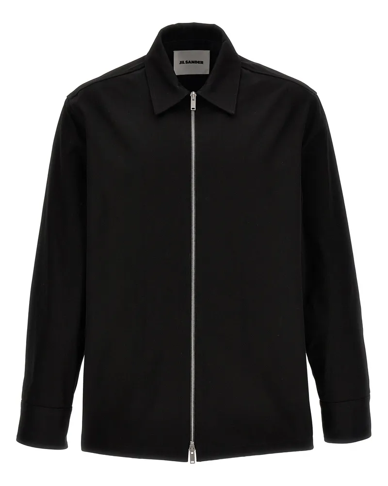 Jil Sander Gabardine Hemd Schwarz