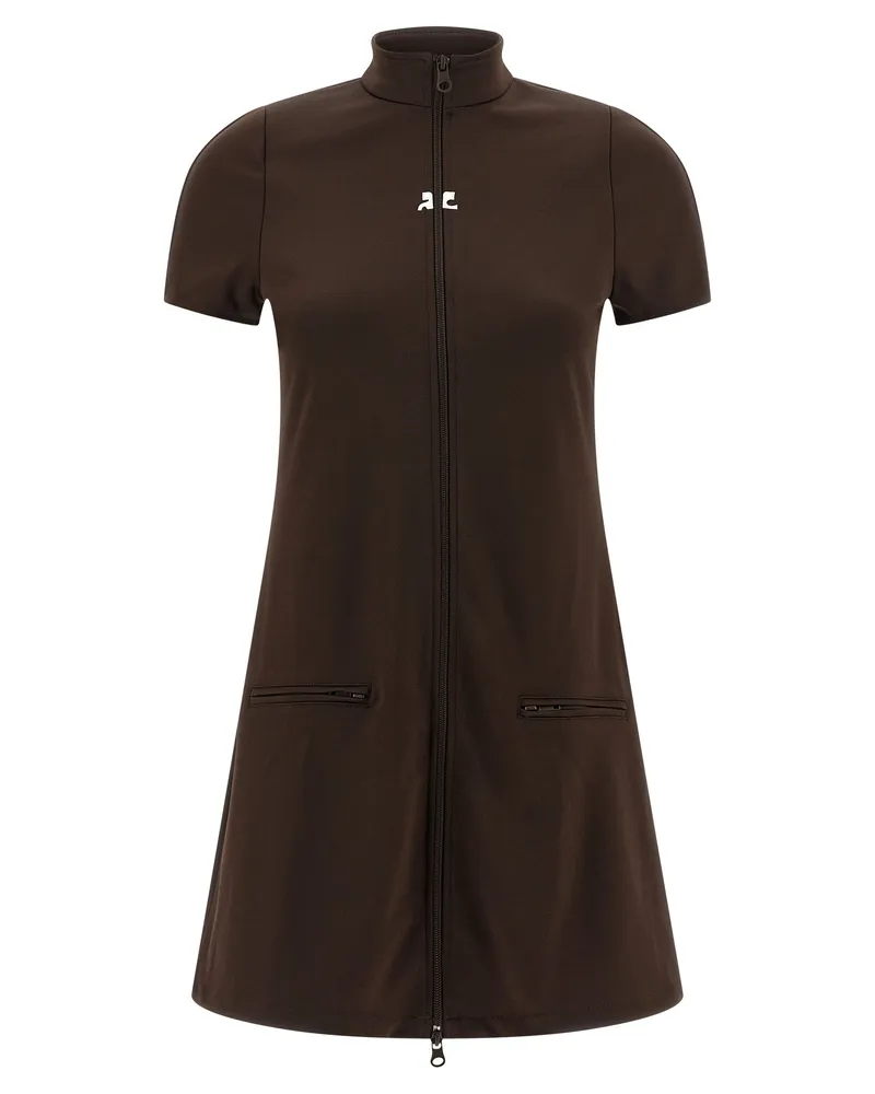 Courrèges Courreves 'Interlock Tracksuit Mini' Kleid Brown