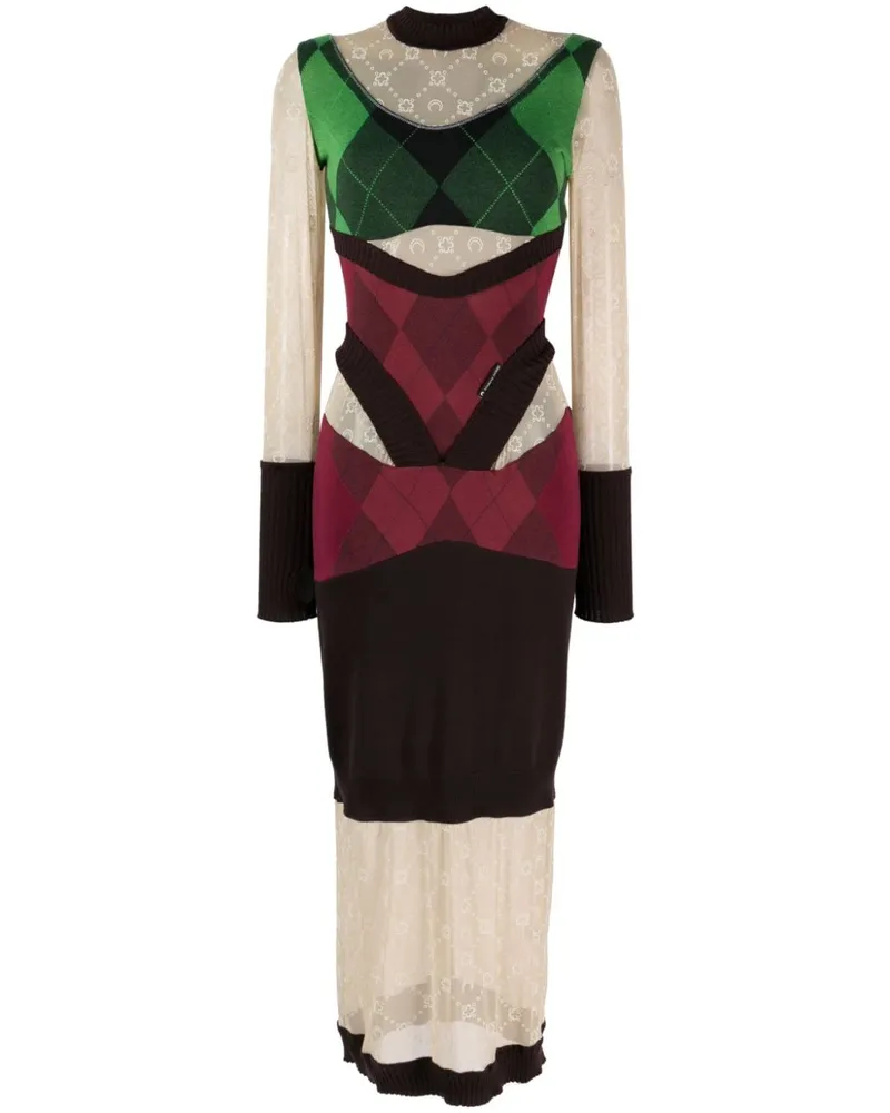 Marine Serre Wolle langes Kleid Green