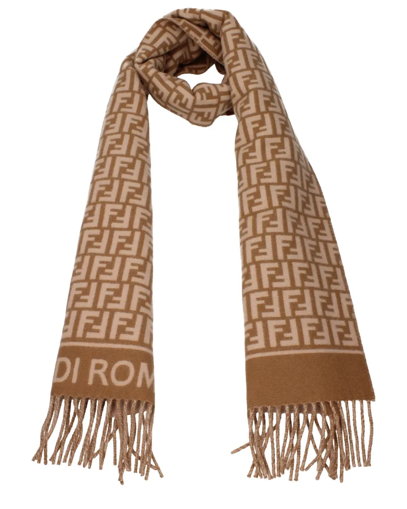 Fendi Damens Schal Schurwolle Braun/Camel -