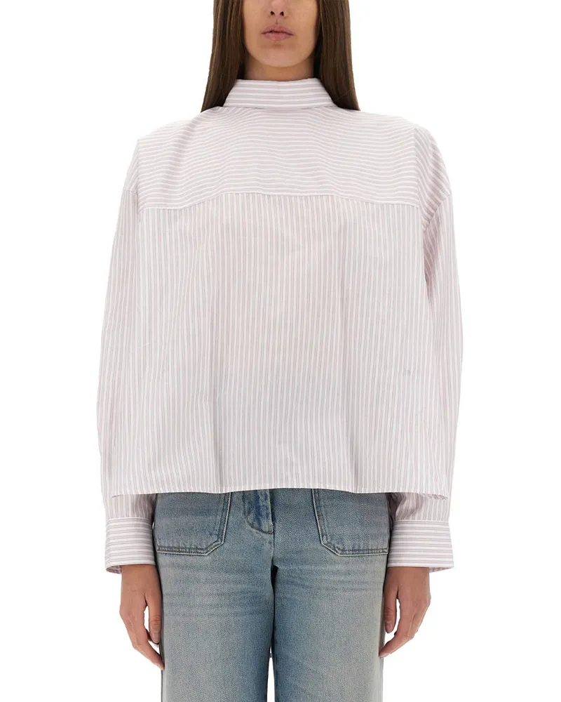 Victoria Beckham Bluse mit geknotter Kragen Pink