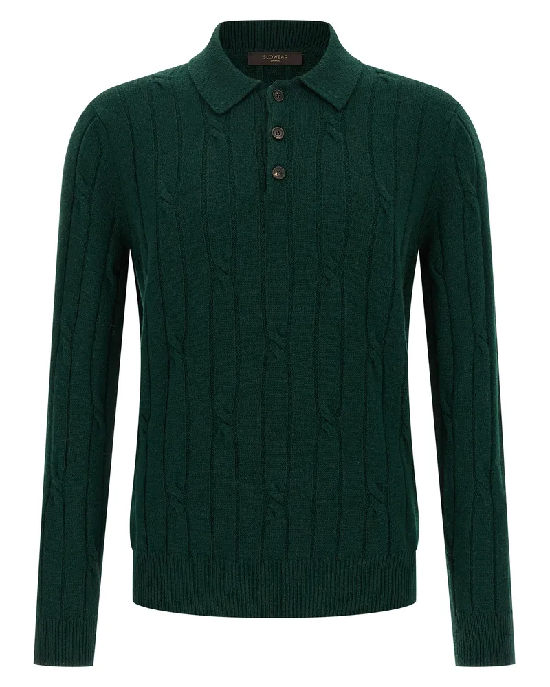 Zanone geflochtenes Wollpolohemd Green