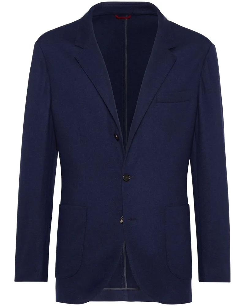 Brunello Cucinelli Cashmere Single Breasted Jacke Blue