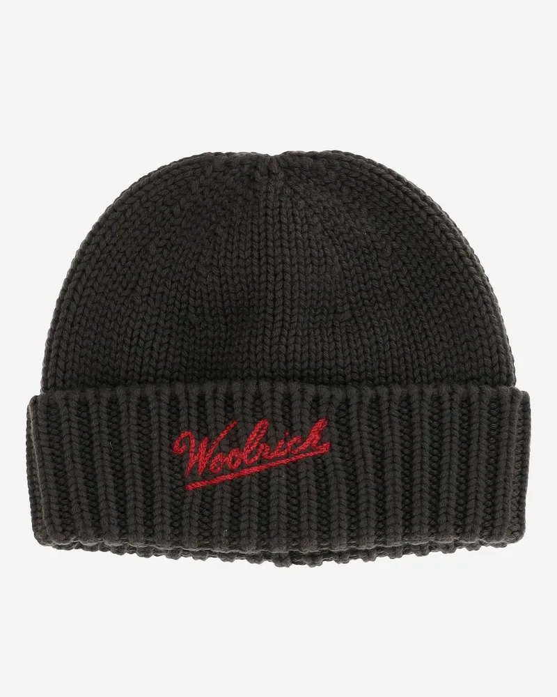 Woolrich Woll Mütze mit Logo Green
