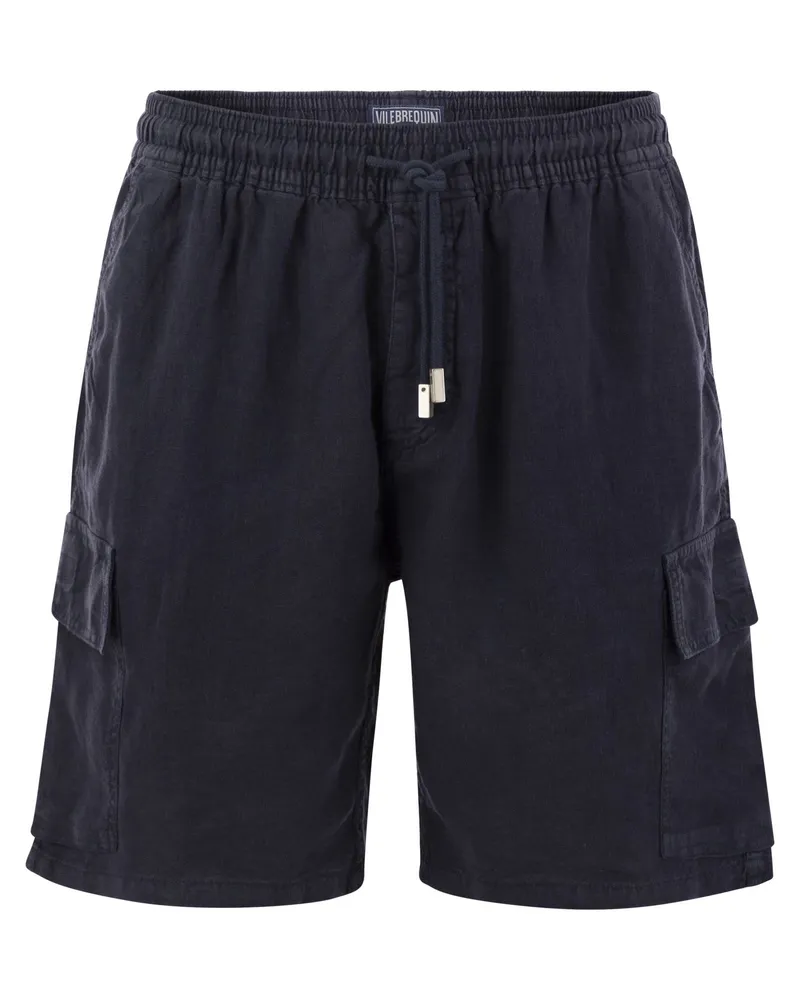 Vilebrequin Leinen Cargo Bermuda Shorts Marine