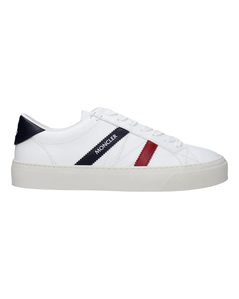 Moncler Sneakers Monaco 2 Herrens Leder Weiß/Dunkelblau -