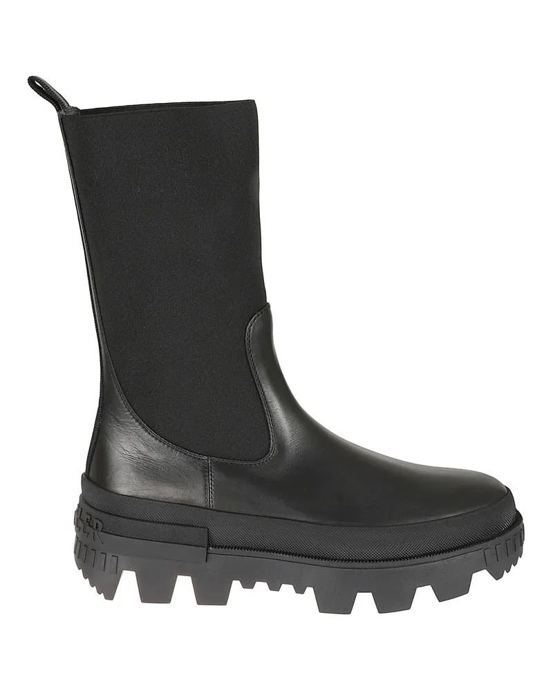 Moncler Leder -Logo -Stiefel Black