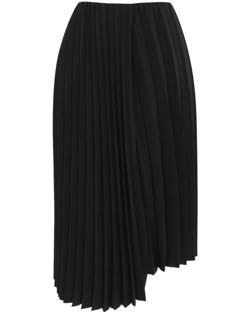 Saint Laurent Asymmetrischer Falten -Midi -Rock Schwarz