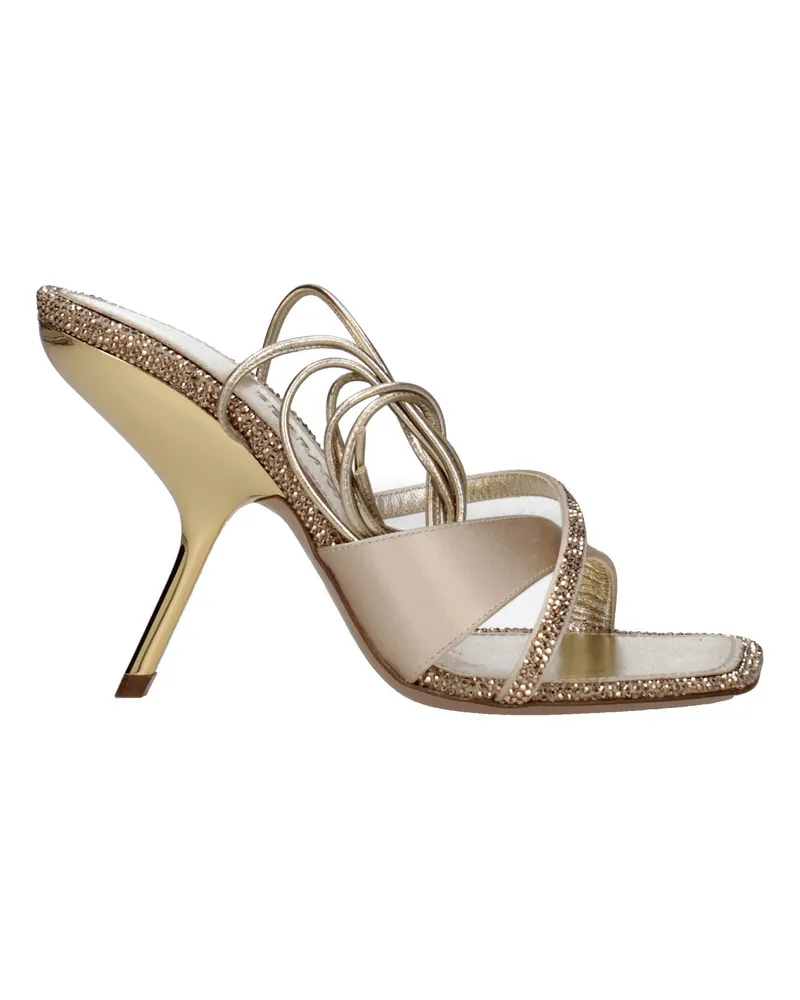 Ferragamo Damens Satingoldene Sandalen -