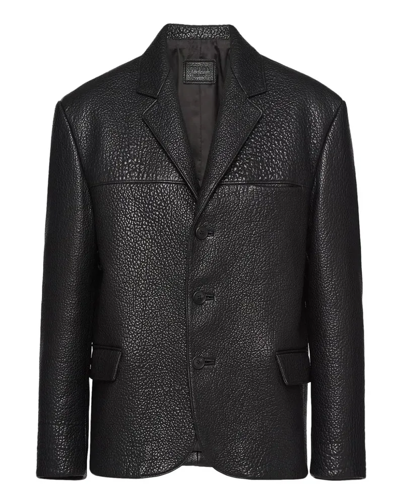 Prada Single Breauzed Lederjacke Black