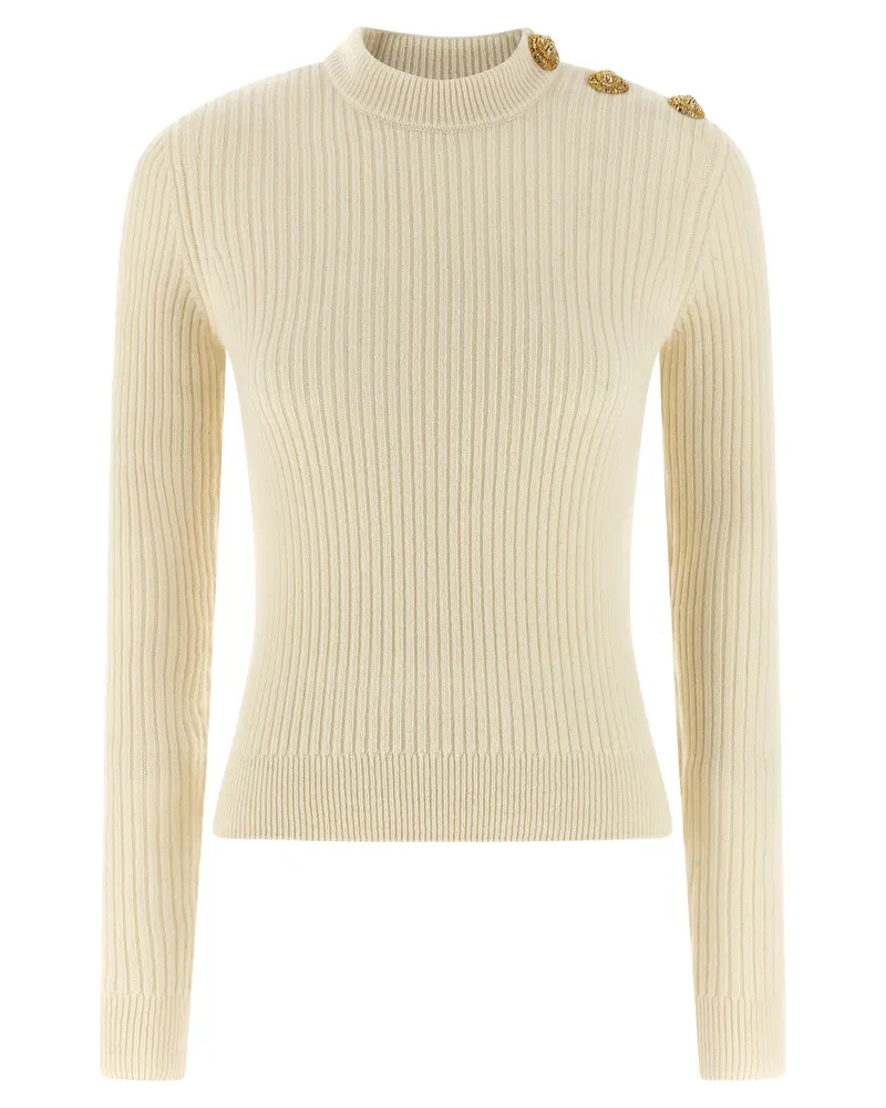 Balmain gerippter Pullover White