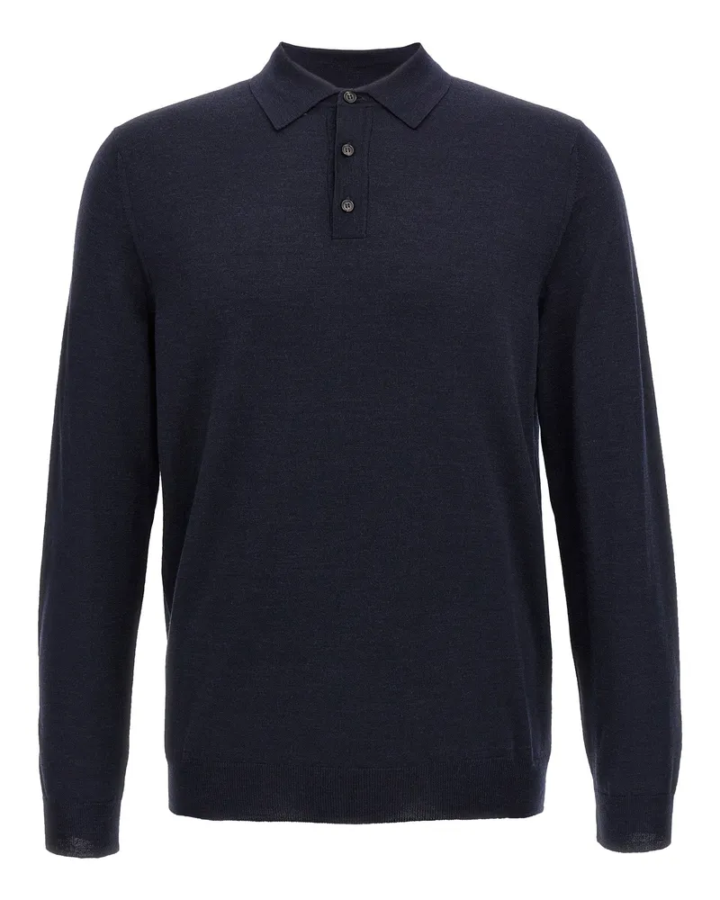 Zanone Virgin Woll Poloshirt Blue