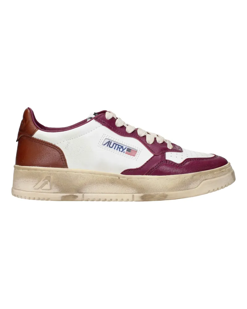 AUTRY Frauen's Ledersneaker Weiß/Granatviolett -