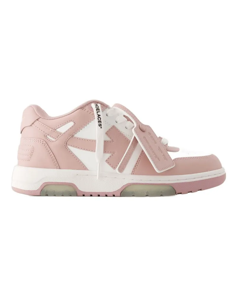OFF-WHITE Out Of Office-Sneaker aus weißem Leder in Weiß/Rosa White
