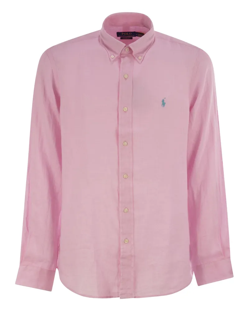 Ralph Lauren Custom Fit Leinenhemd Pink