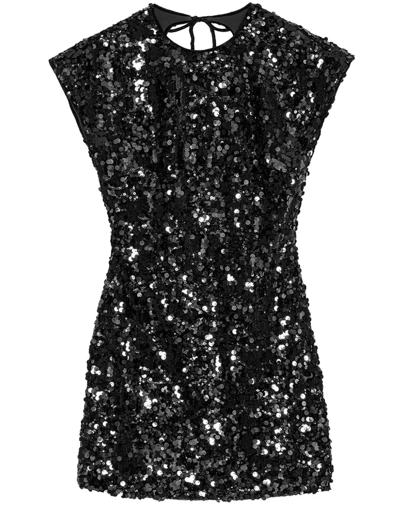 Ganni Pailletten -Mini -Kleid Black
