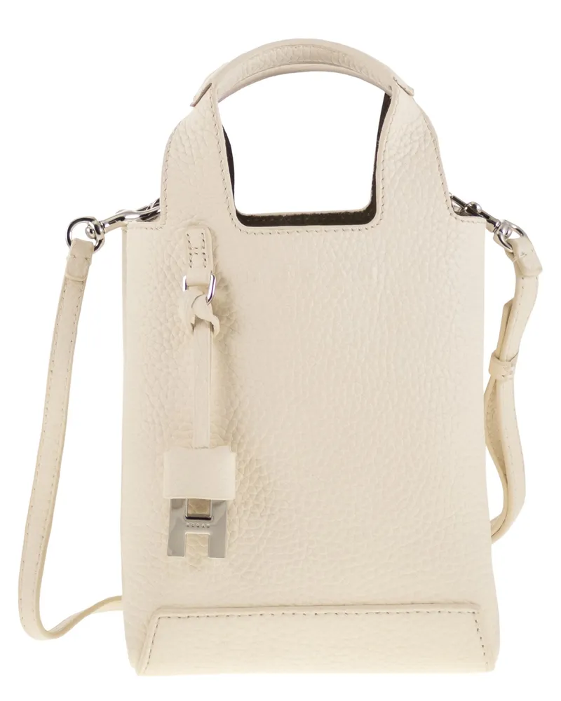 Hogan H01 R Handtasche in gehämmertem Leder Milk
