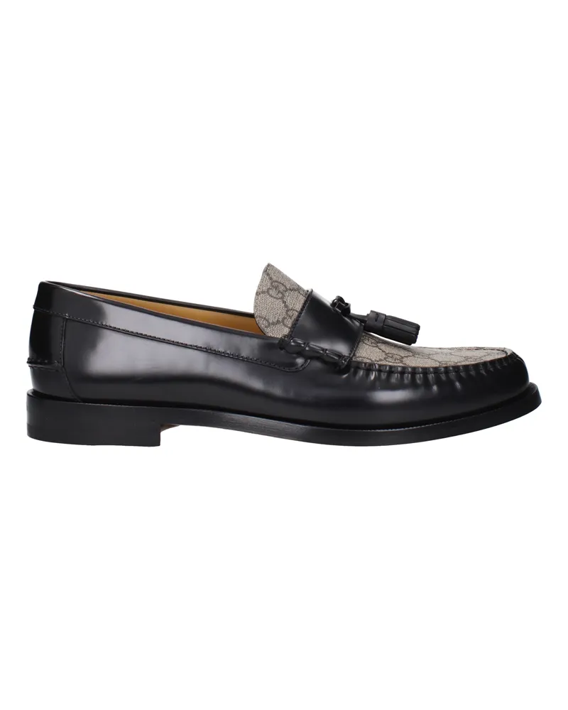 Gucci Moccasins Männer schwarz und beige Leder -