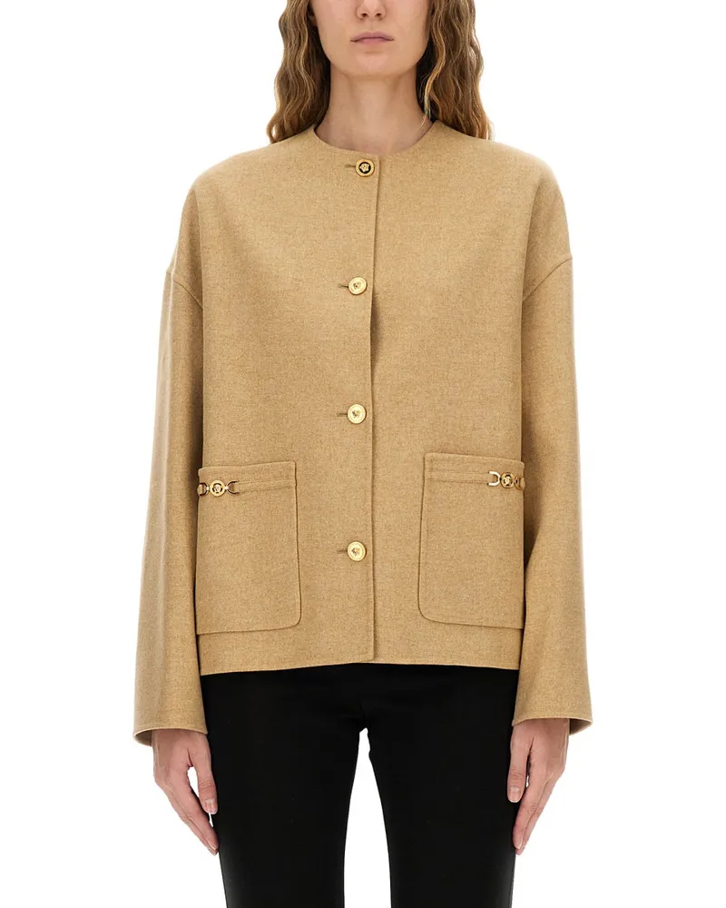 Versace Medusa" geknöpfte Jacke Beige