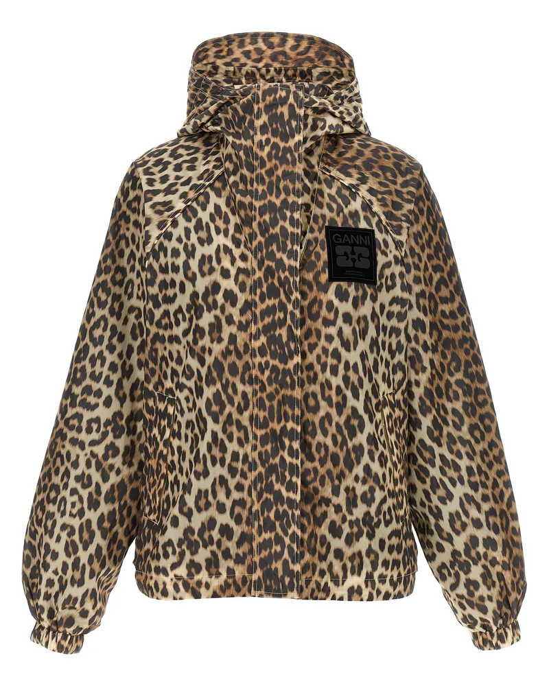 Ganni Leopard Print Nylon' Windbreaker Multicolor