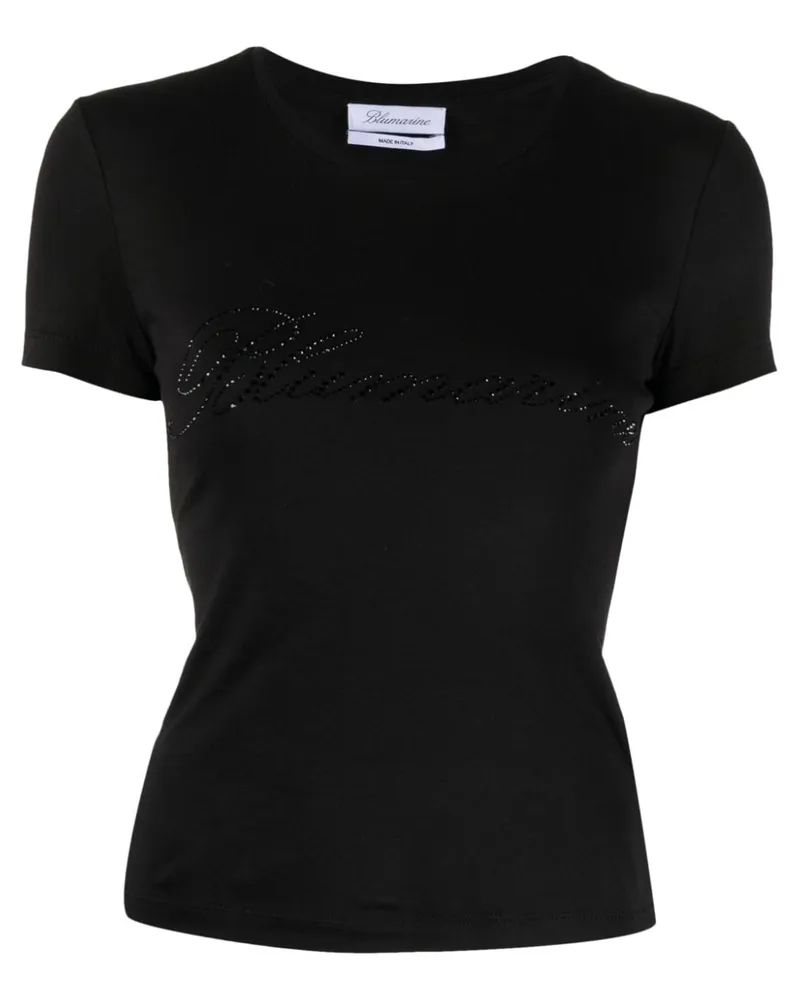 Blumarine Logo Baumwoll -T -Shirt Black
