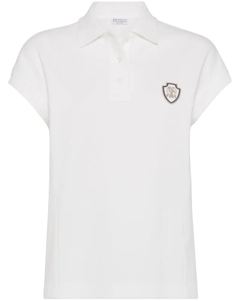 Brunello Cucinelli Logo Baumwoll -Polo -Hemd White
