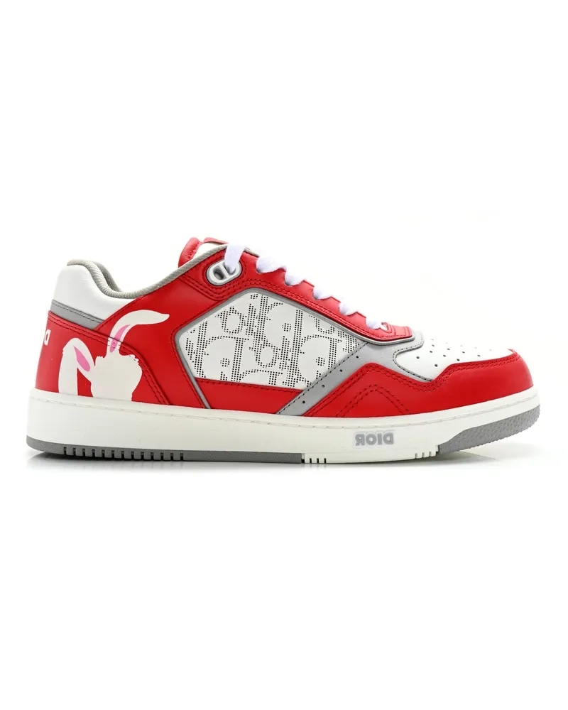 Dior Oblique Kaninchenmotiv -Turnschuhe Rot