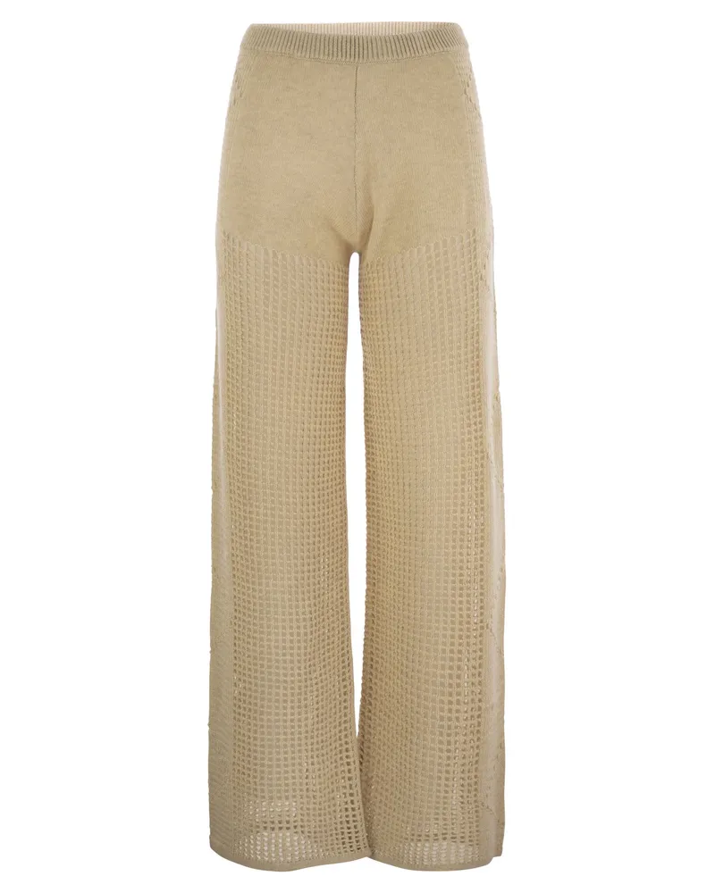 MC2 Saint Barth Alva Häkeln Flare Hosen Beige