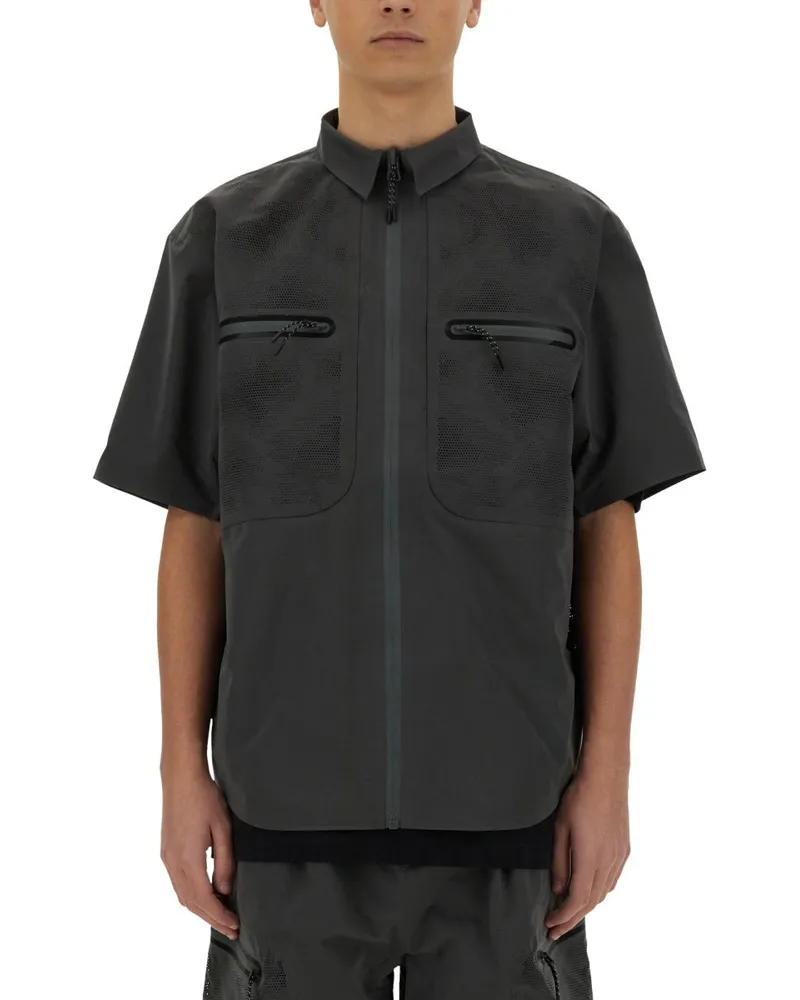 Alpha Industries Laser Cut Short Sleeve Shirt Grey