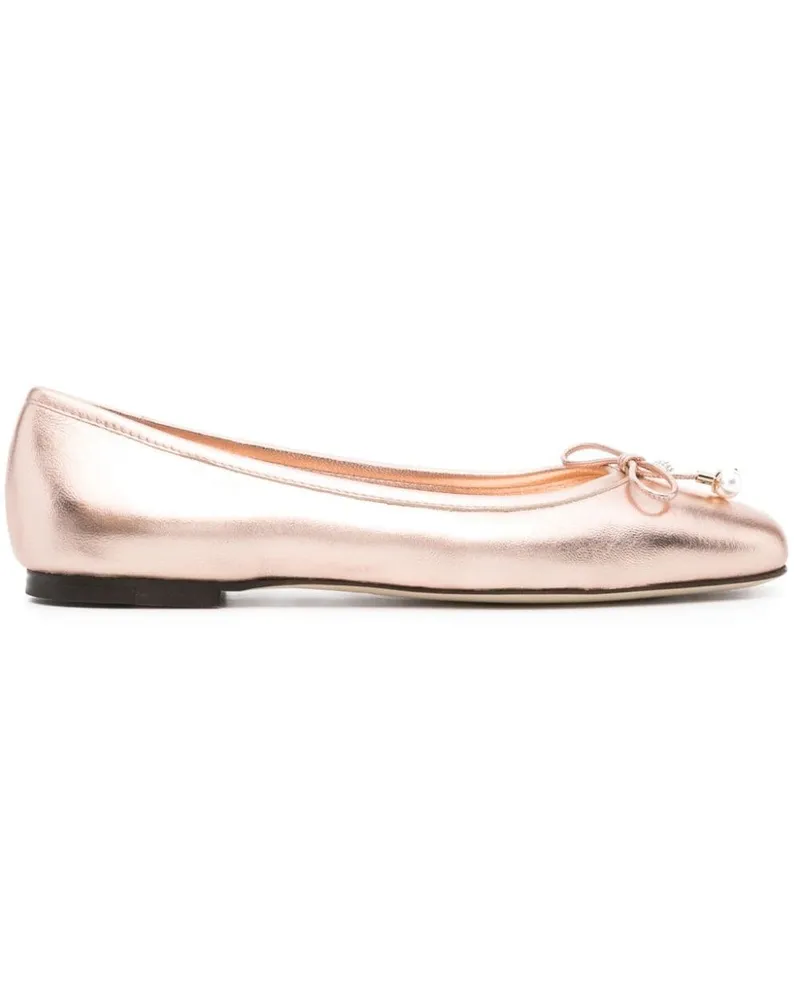 Jimmy Choo Elme Flat Metallic Leder Ballet Flats Flats Powder
