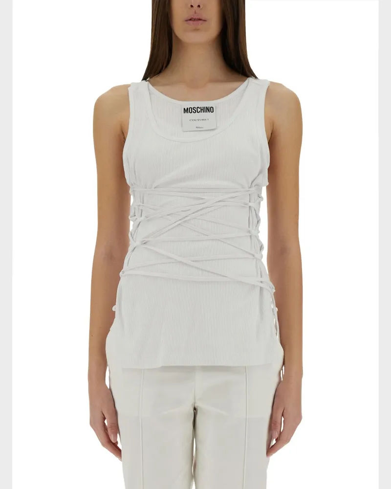 Moschino Tanktop mit Schnürsenkel White