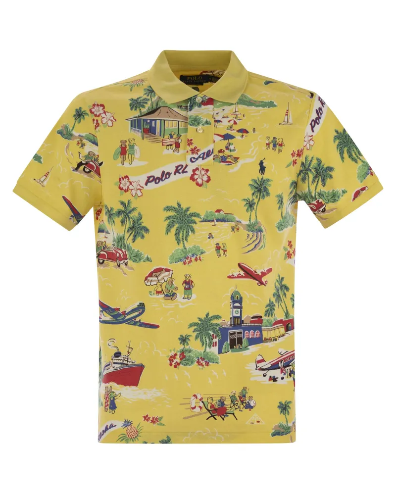 Ralph Lauren Polo Bär Custom Slim Fit Pique Polo Yellow