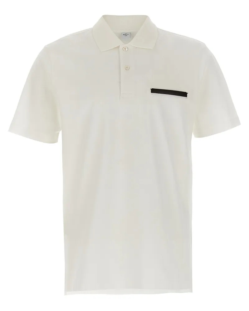 Berluti Poloshirt „Leather Tab White