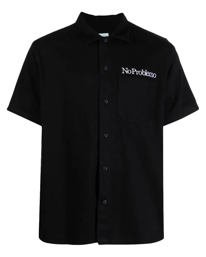 Aries Logo Kurzärmel -Hemd Black