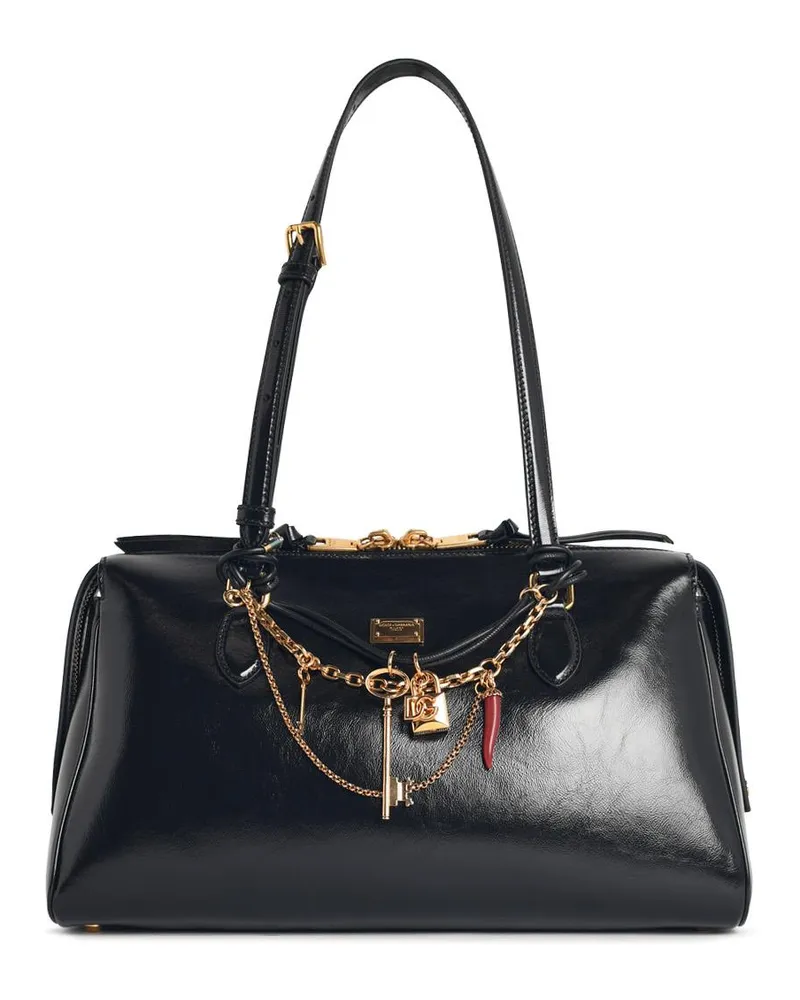 Dolce & Gabbana Schwarze Lear-Handtasche „Vittoria“ von Black