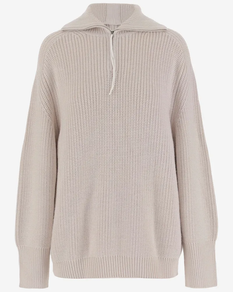 Carven Woll Reißverschluss -Pullover Beige