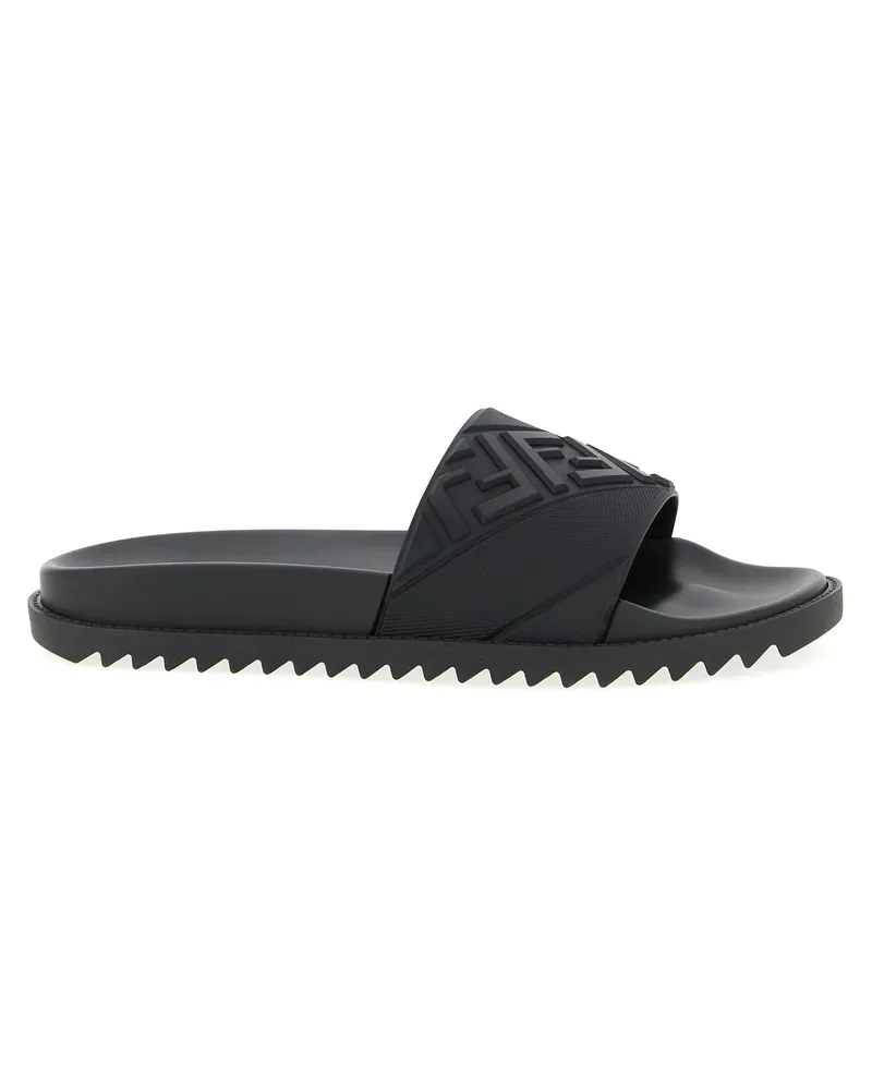 Fendi Logo-Band-Slides Black