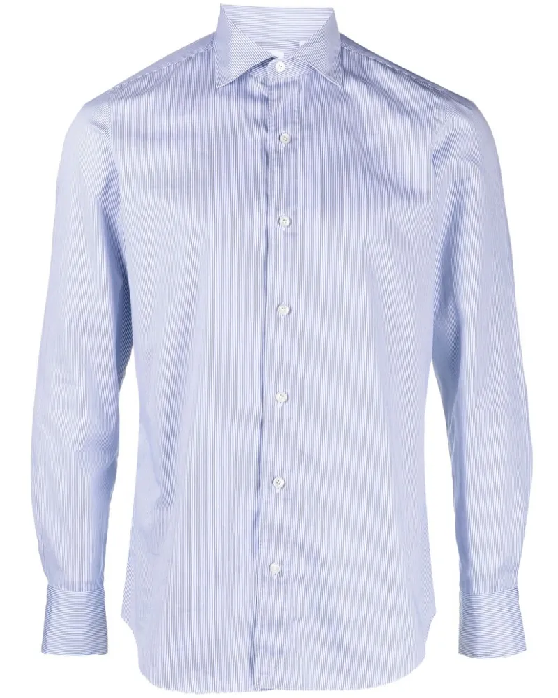 Finamore 1925 Slim Fit Flanellhemd Blue