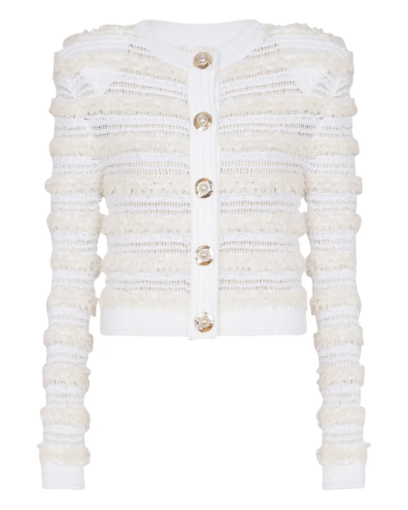 Balmain Tweed Cardigan White