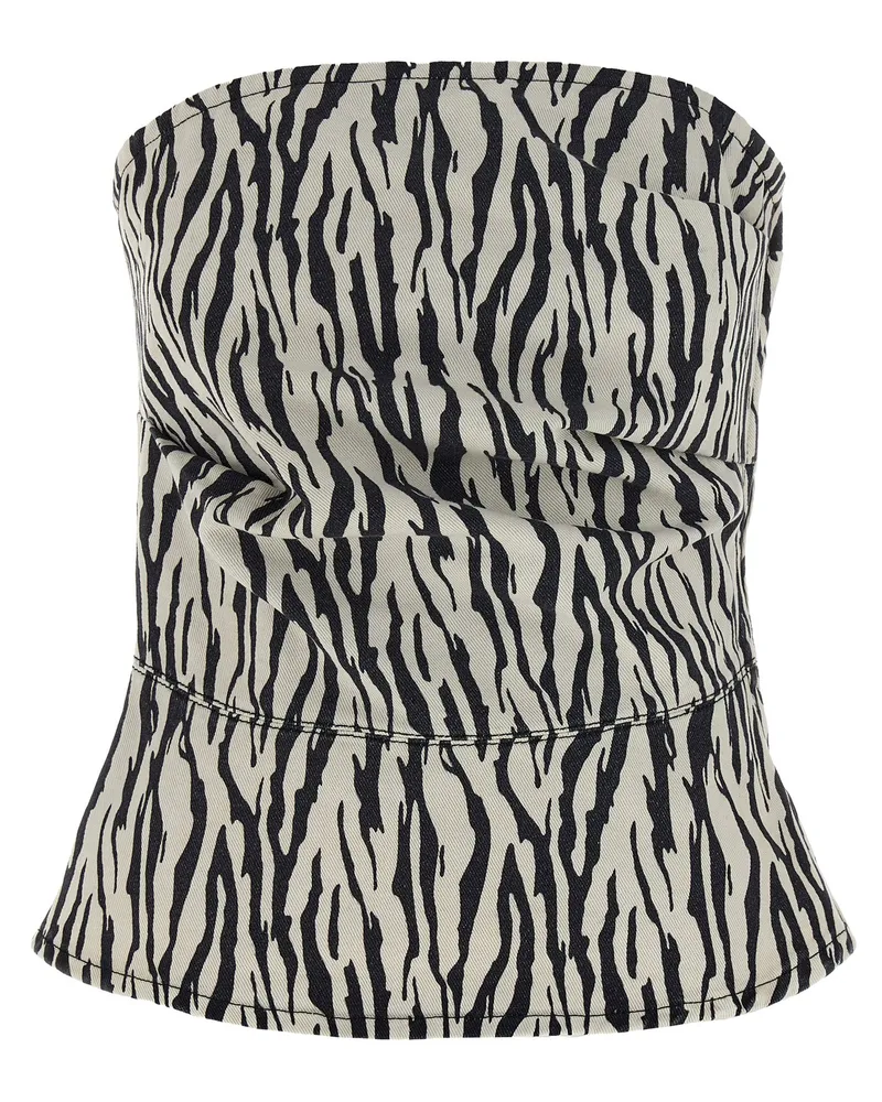 ROTATE Birger Christensen Drehen Sie Birger Christensen 'gedruckter Denim' Top White