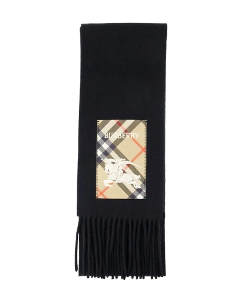 Burberry MU Solid Label Schal  Cashmere Schwarz Schwarz