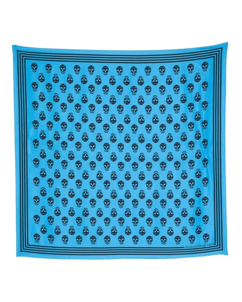 Alexander McQueen Alexander MC Queen Schädel Seidenschal Blau