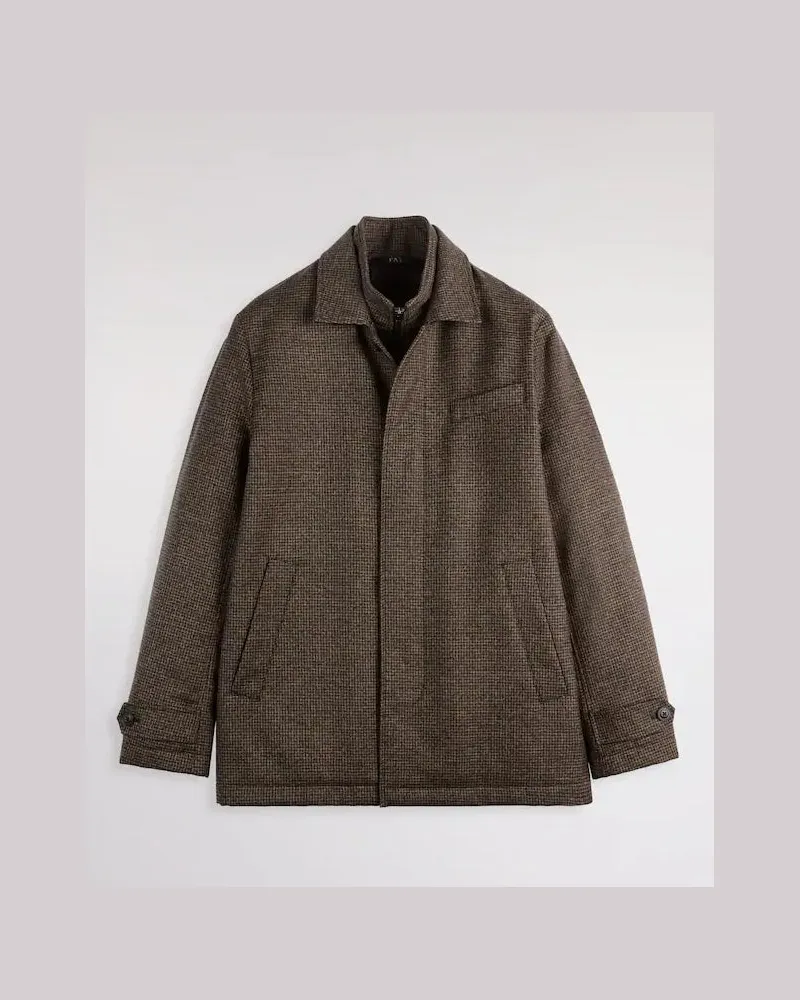 Fay Kurzer Morgenmantel aus Mouline-Wolle Brown