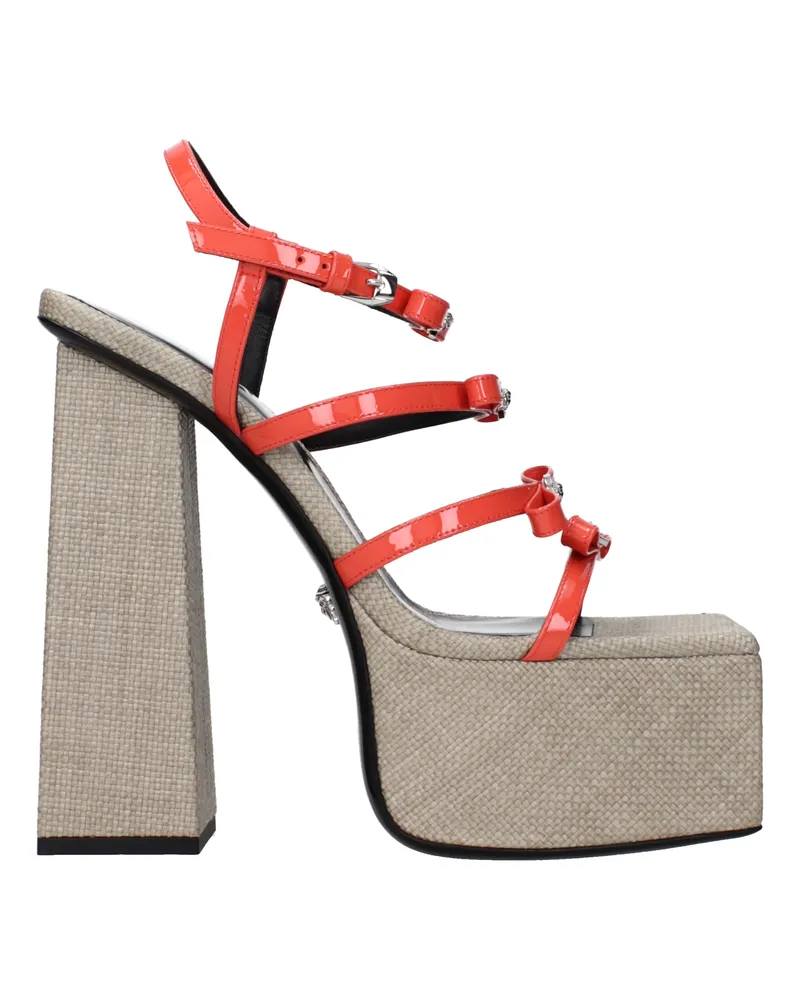 Versace Damens Sandalen aus Lackleder in Orange/Korallenrot -